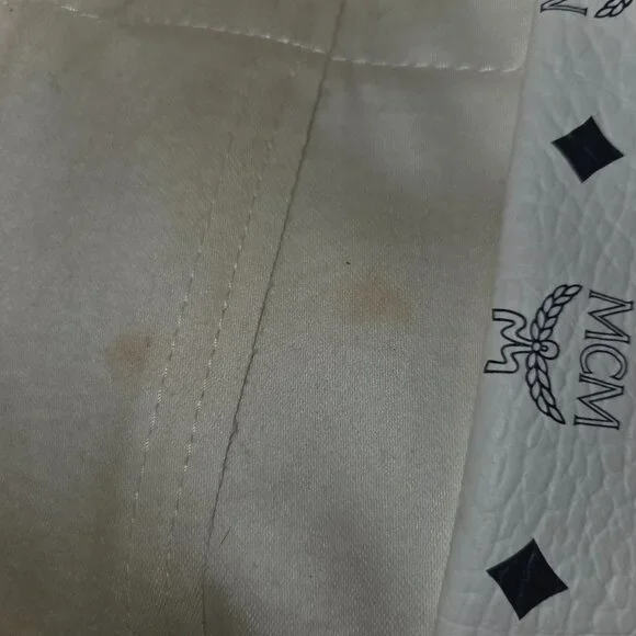 MCM White & Black Monogram Print Large Tote Bag - Picture 13 of 14